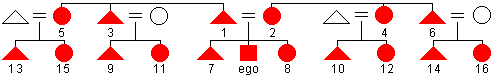 Diagram of the Sudanese kin naming system with kin terms labeled with numbers